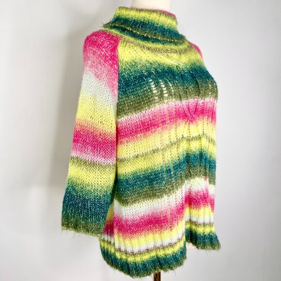 UnionBay - Pink + green cable knit sweater - Picture 1 of 8